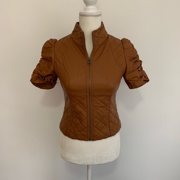 TCEC Jackets & Blazers - TCEC faux leather short sleeve moto jacket